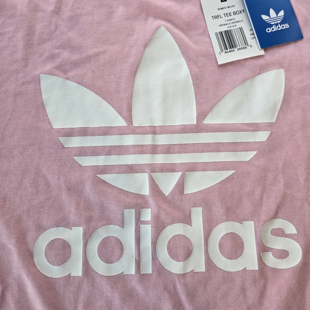 Adidas Originals Women's Trefoil Boxy T-Shirt True Pink Large Activewear Sports - Picture 4 of 7